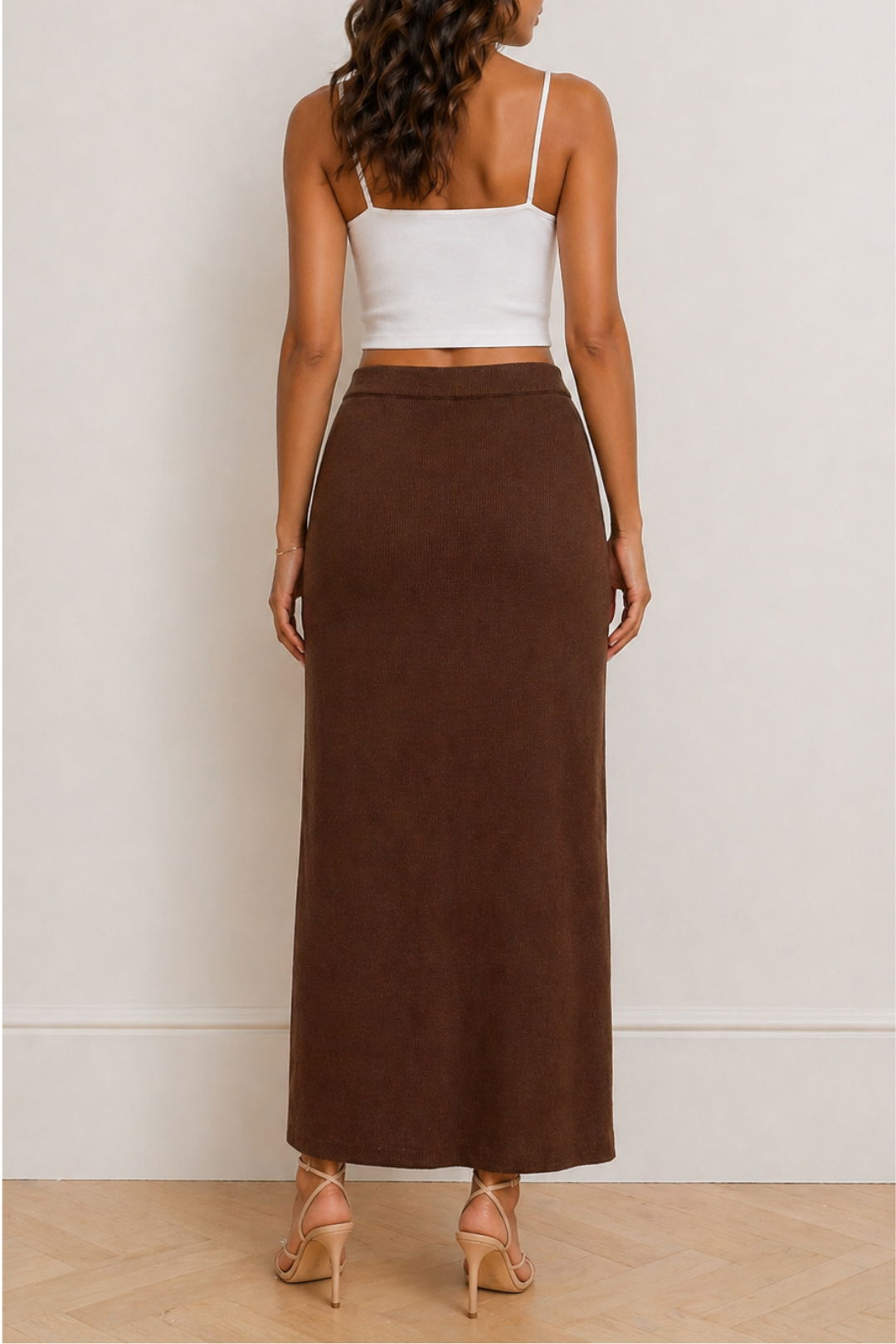 Dress Hire Brunch Venroy	Rib Knitted Skirt - Cacao
