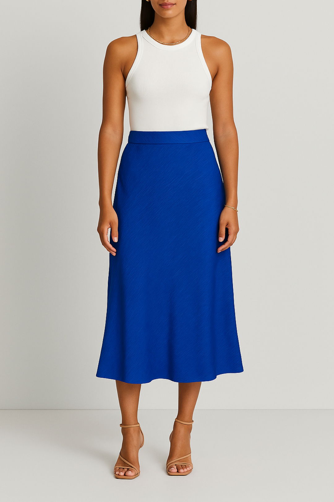 Villima Midi Skirt Light Blue Patterned
