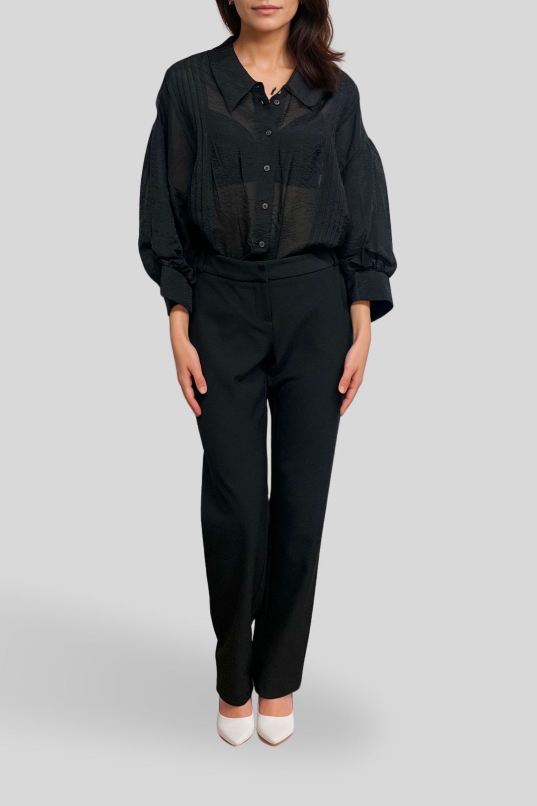 sheer collared blouse