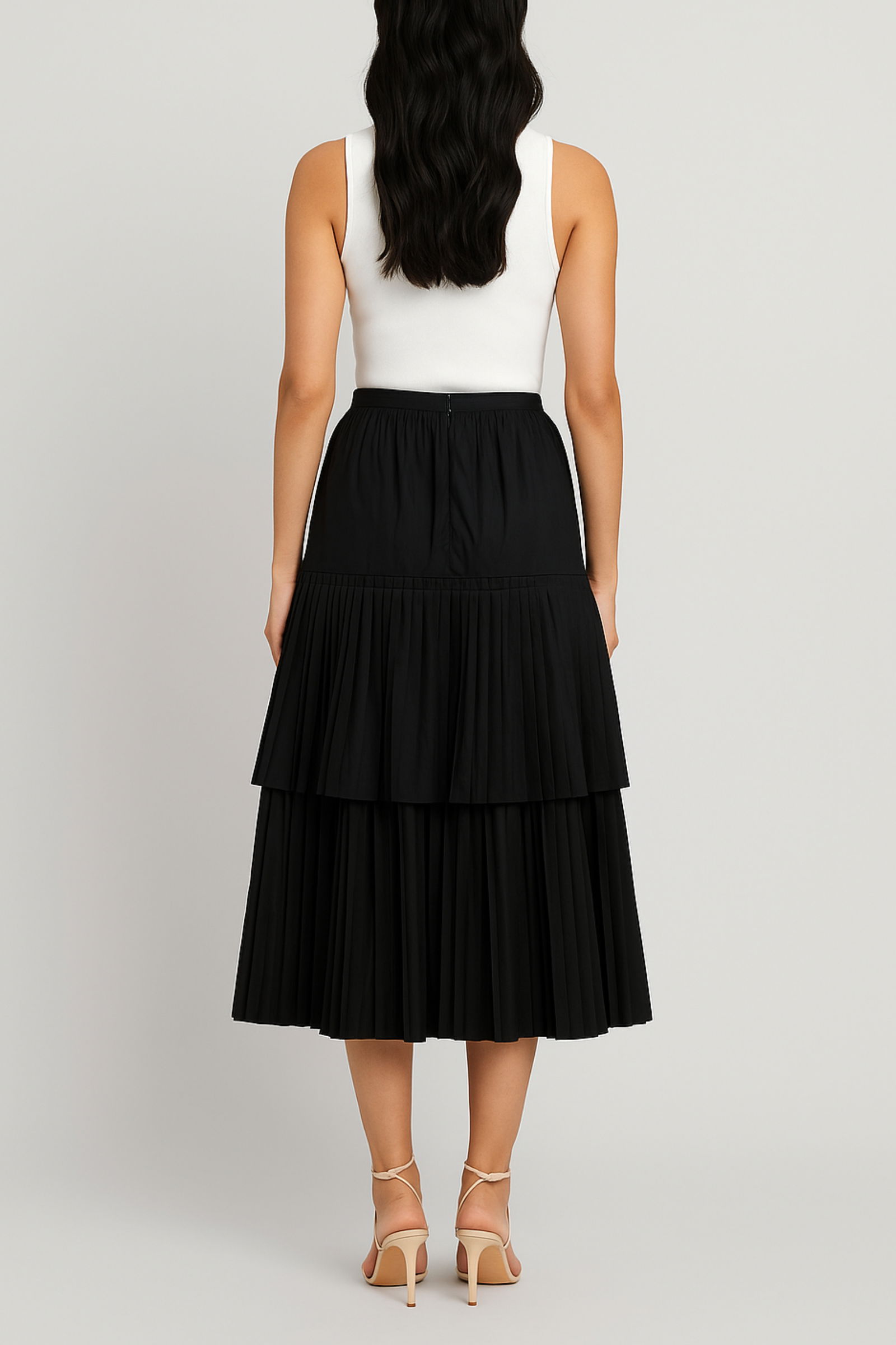 Dress Hire brunch Veronika MaineTaffeta Pleat Midi Skirt Black
