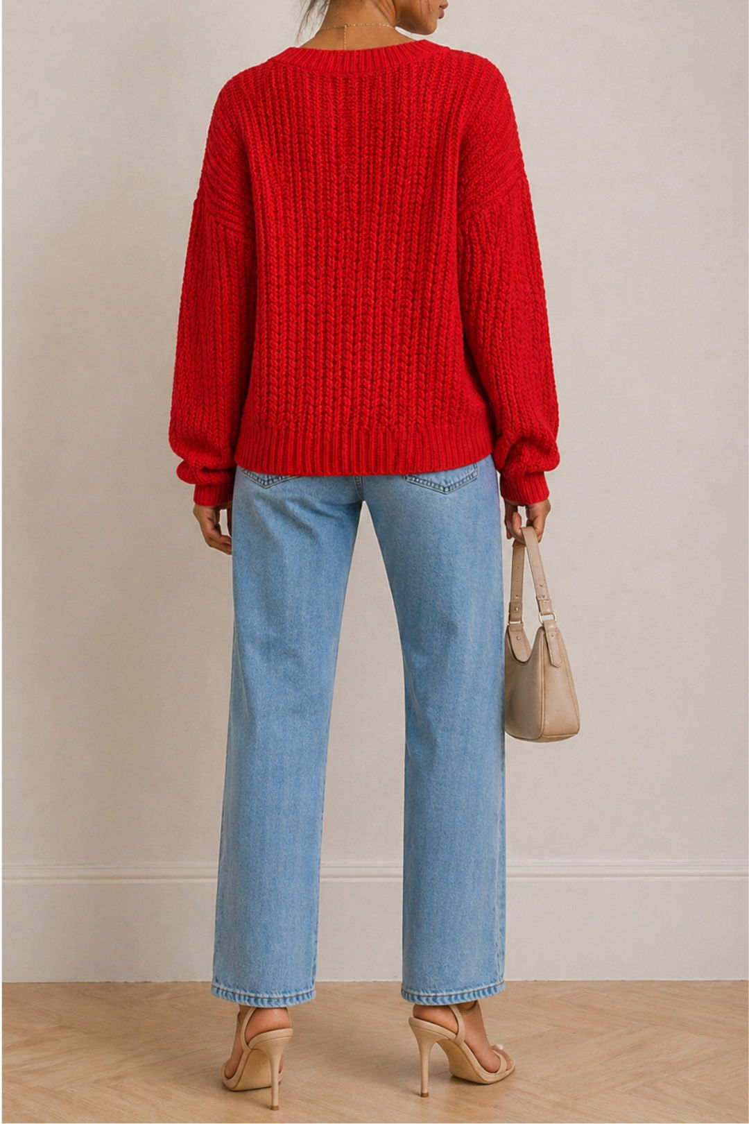 Dress Hire BrunchVenroy	Womens Cotton Rib V Neck Sweater - Red