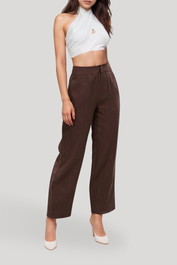 Dress Hire Casual AERE Relaxed Fit Linen Pants Brown