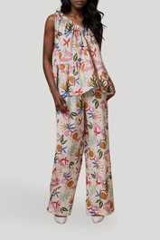 Dress Hire Casual AERE	Drawcord Waist Linen Pant - Bambi Print