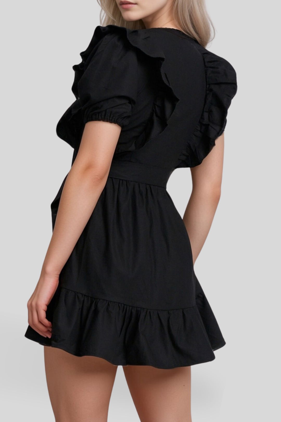 Dress hire date night Atmos & Here 	Robin Linen Mini Dress Black