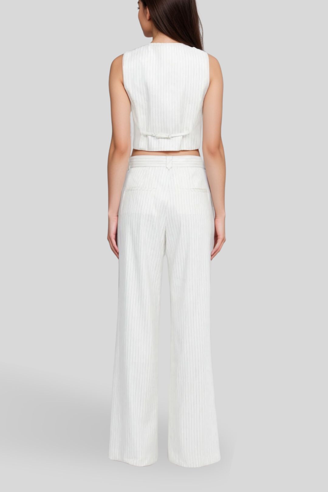 Dress Hire Casual Bec + BridgeLou Pinstripe Vest - Ivory
