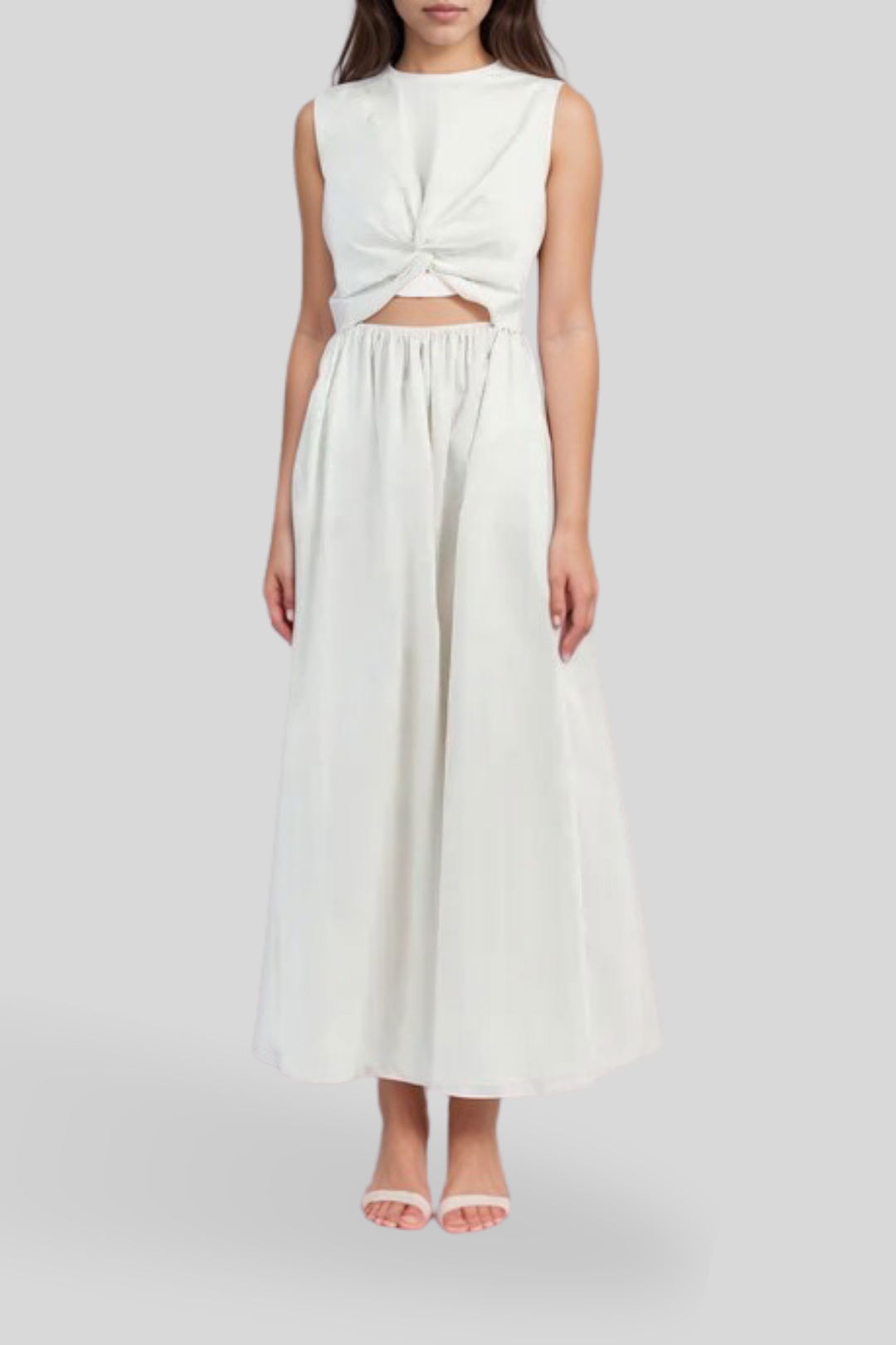 knee length dresses for ladies MARNIE WHITE RAMIE MIDI DRESS