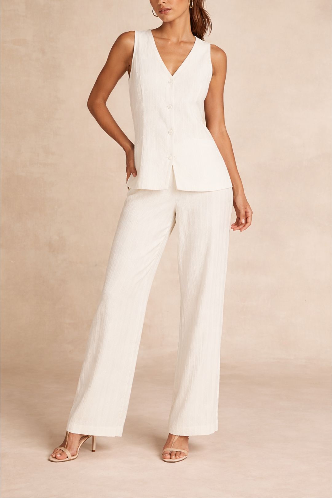 Dress Hire Casual Resort Sylvia Cream Knit Pant