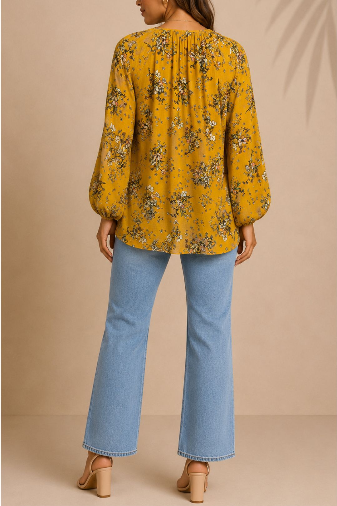 Dress Hire Casual Dotti	Floral Yellow Blouse Tunic Relaxed Fit