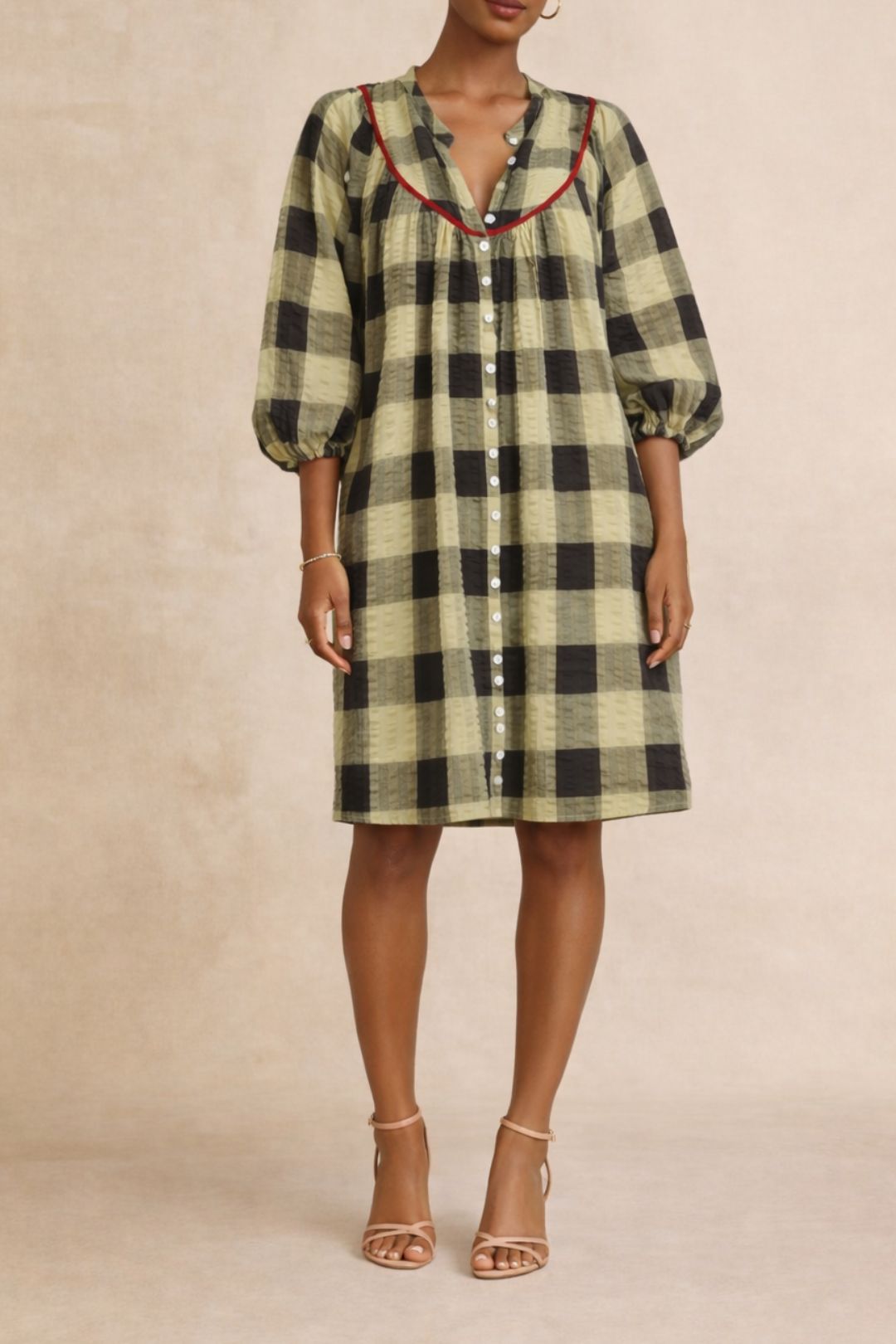 dress hire casual Kinga Csilla Ananya Check Fez Dress