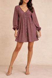 dress hire casual Kinga Csilla Balloon Sleeve Micro Floral Mini Dress