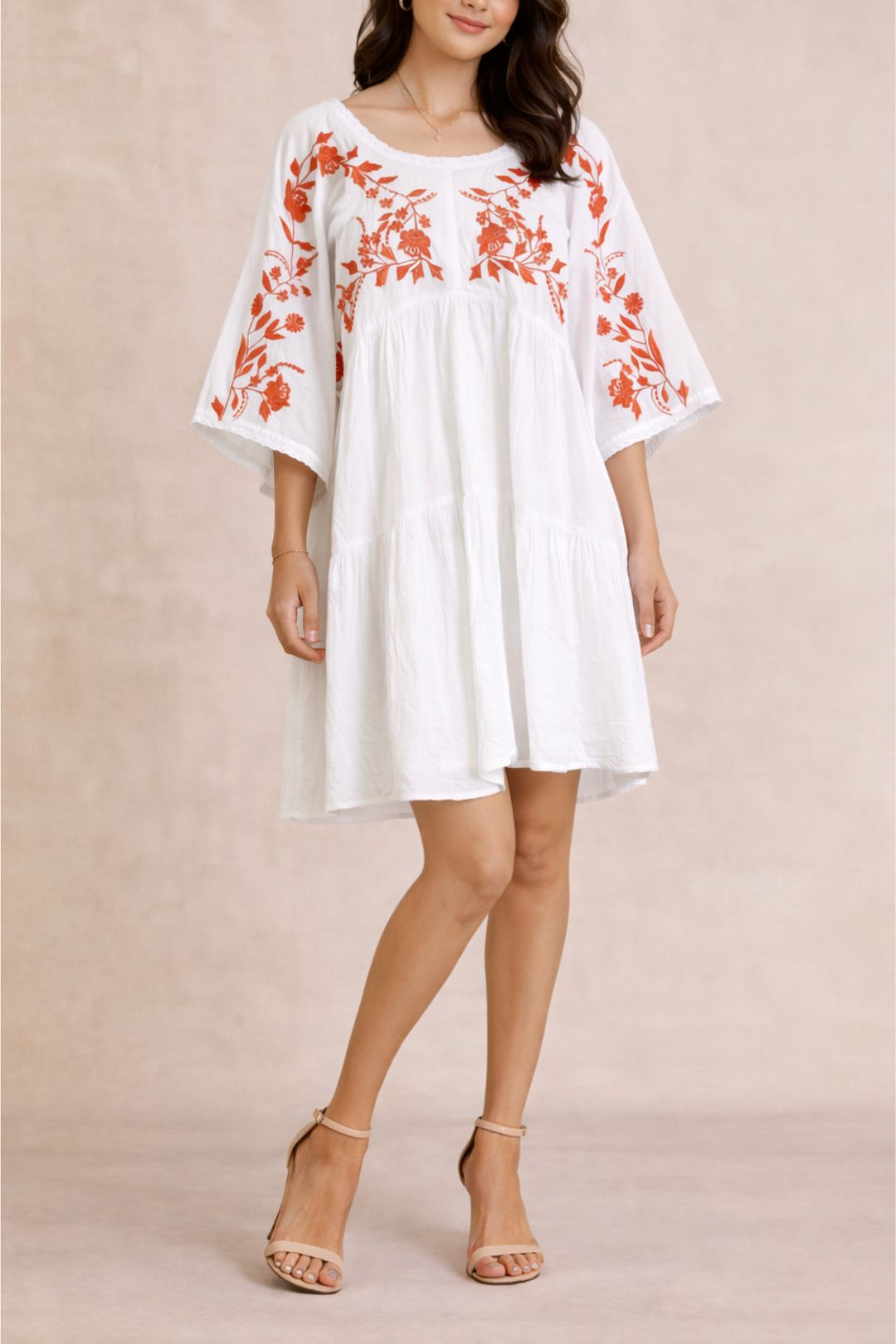 dress hire casual Kinga Csilla Floral Embroidered White Mini Dress