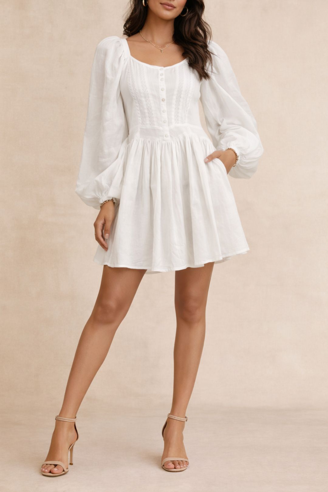 dress hire casual Kinga Csilla Helu Mascali Mini Dress - White