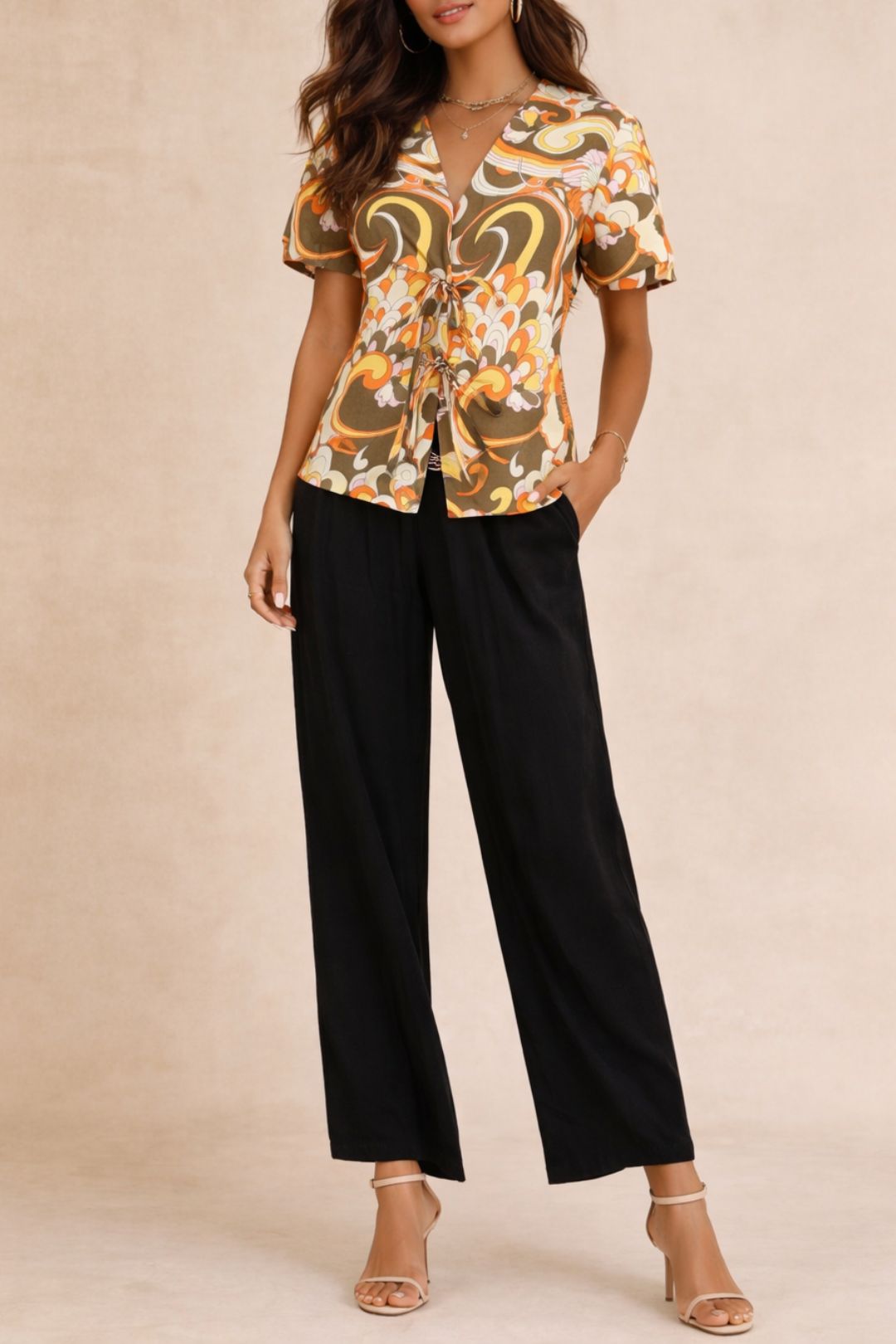dress hire casual Kinga Csilla Indra Blouse With Ties