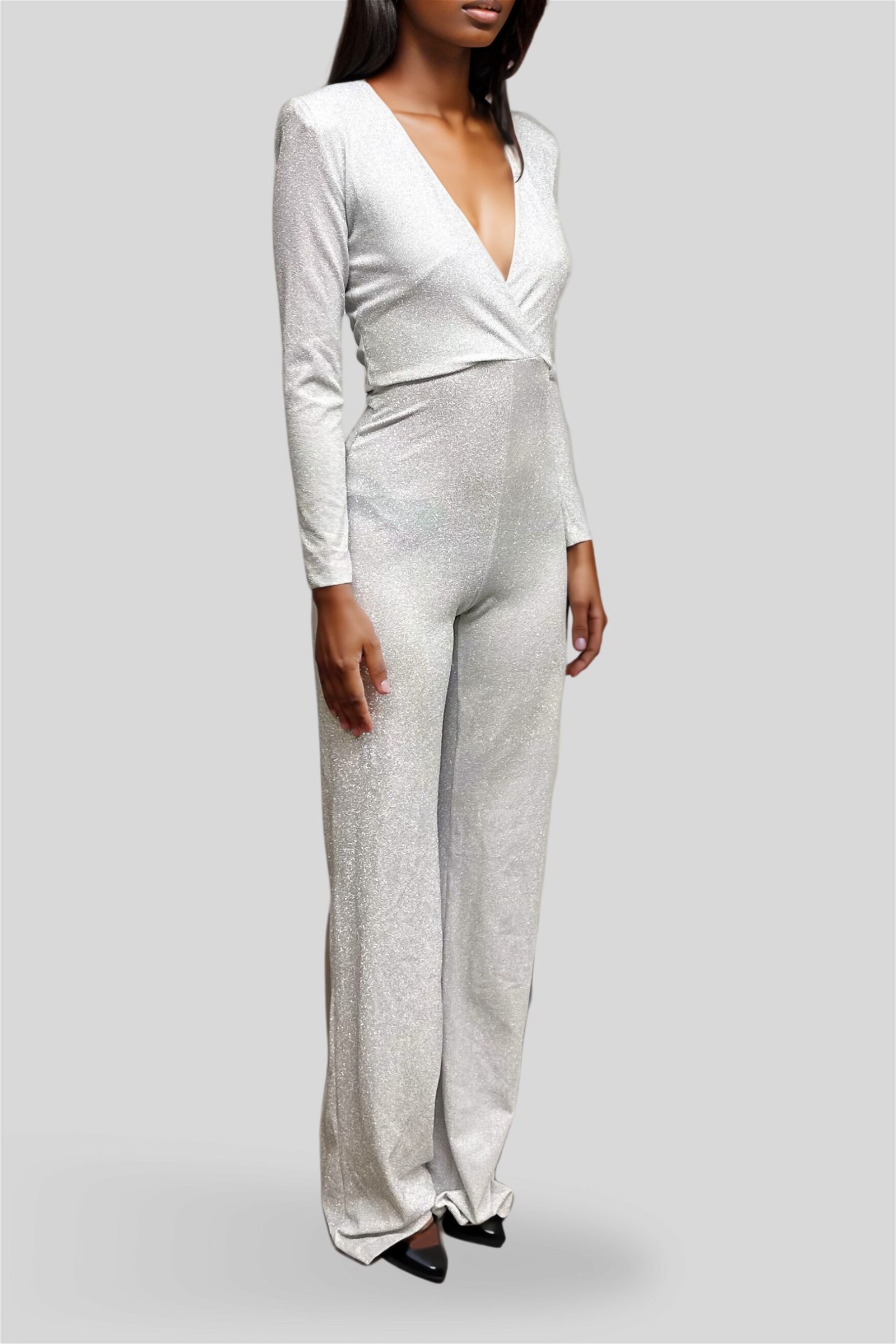 Silver long sleeve jumpsuit top