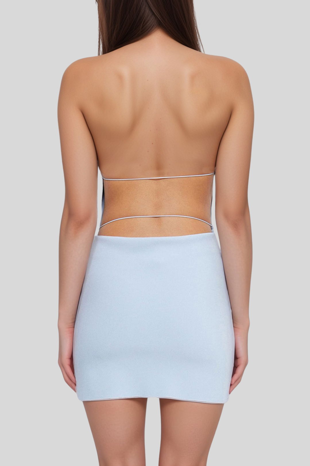 Hire Andy Asym Mini Dress in Dusty Blue | Bec and Bridge | GlamCorner