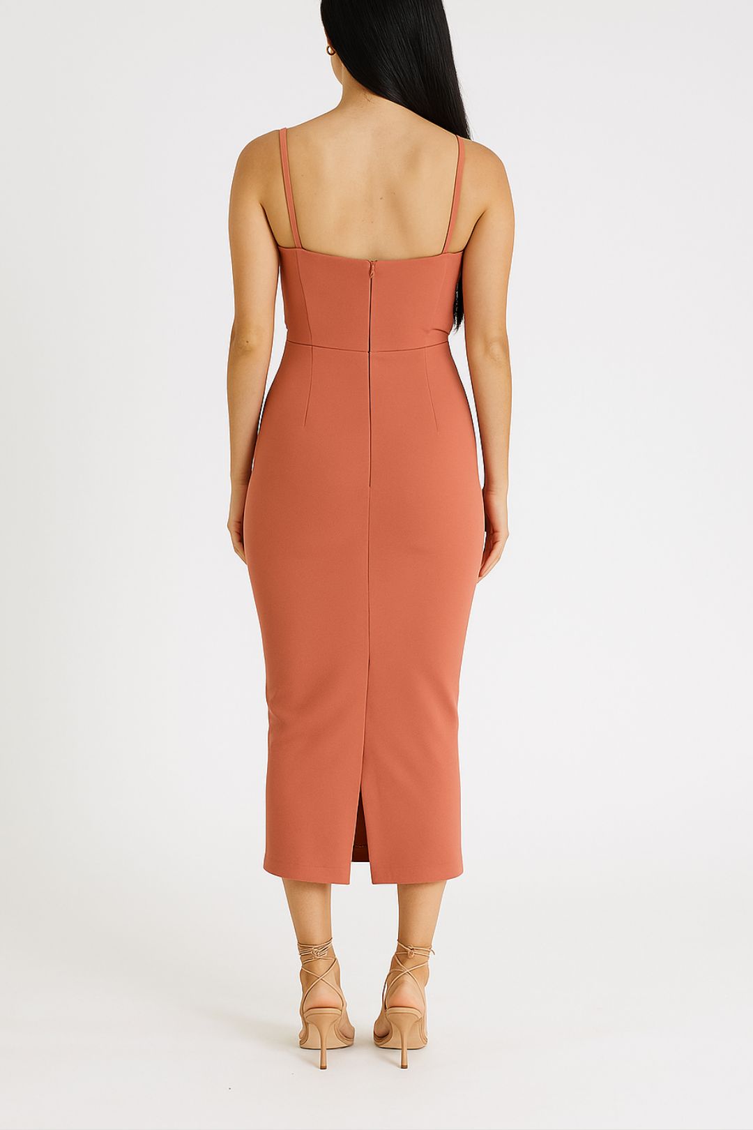Dress Hire Cocktail party Pasduchas Pulse Slash Midi in Salmon