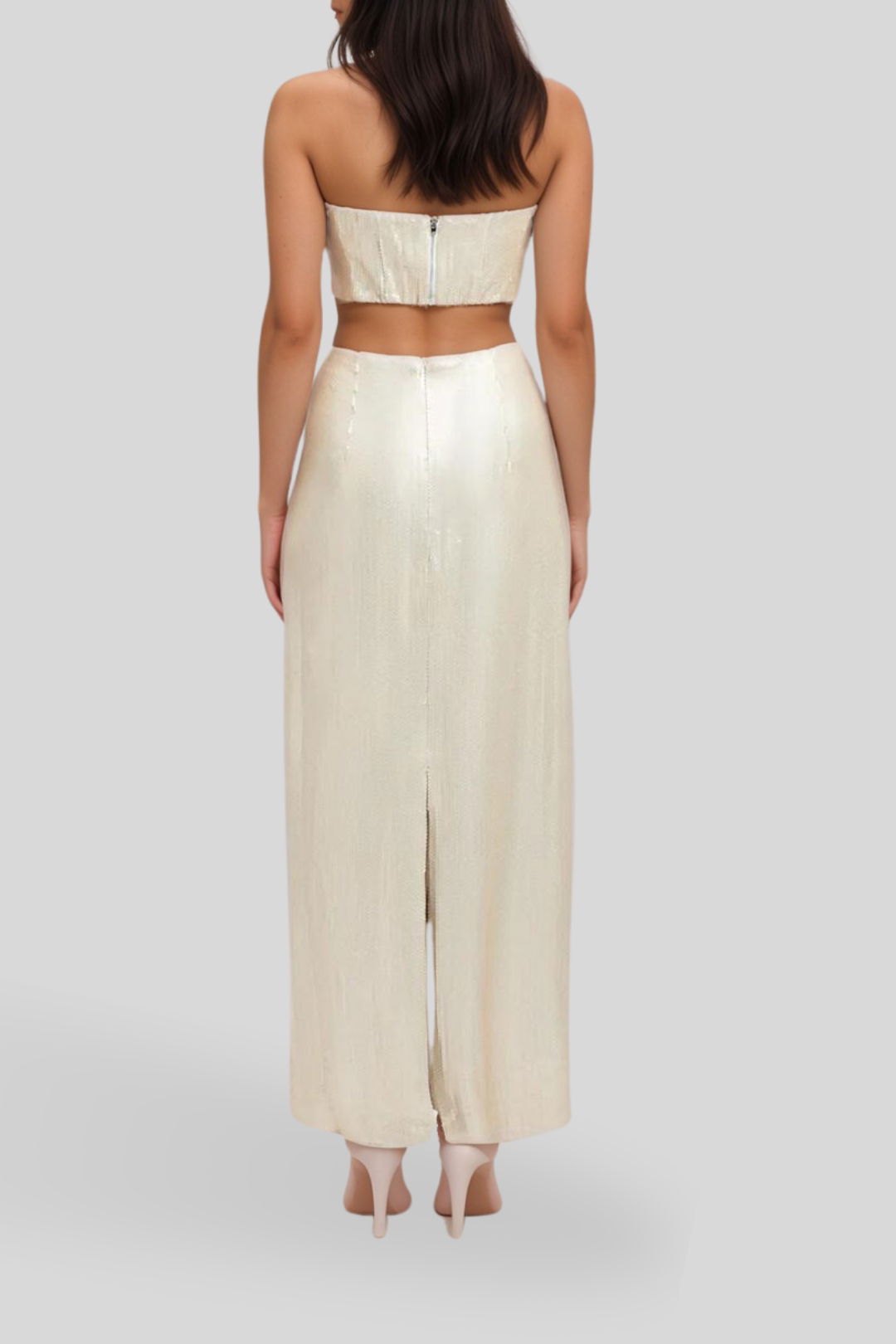 Dress Hire evening event Kookai 	Siena Sequin Top and Maxi Skirt Champagne