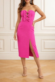 Dress Hire cocktail rebecca vallance Cecily Midi Dress pink