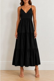 Dress Hire Date night AERE	Organic Cotton Poplin Cross - Black
