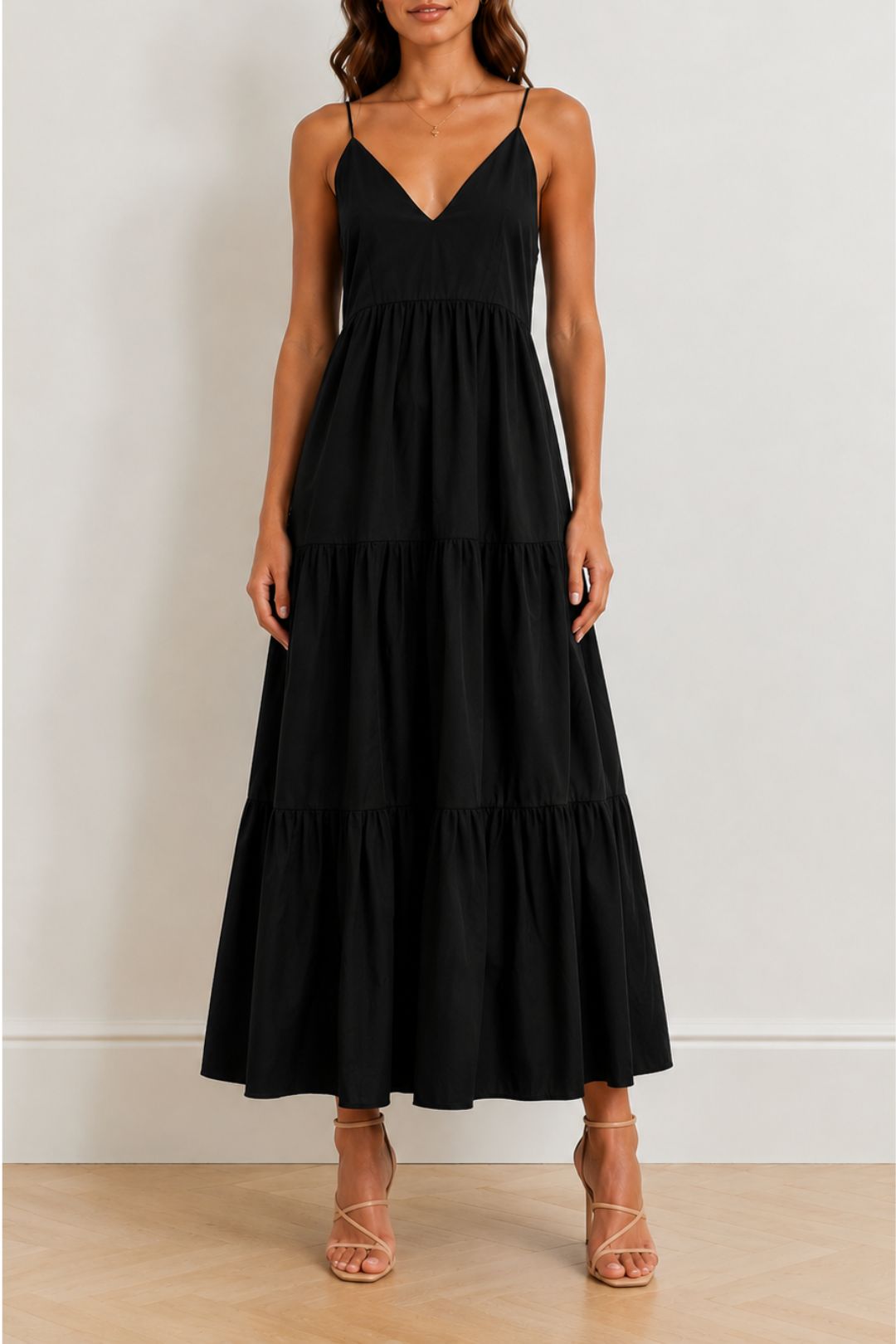 Dress Hire Date night AERE	Organic Cotton Poplin Cross - Black