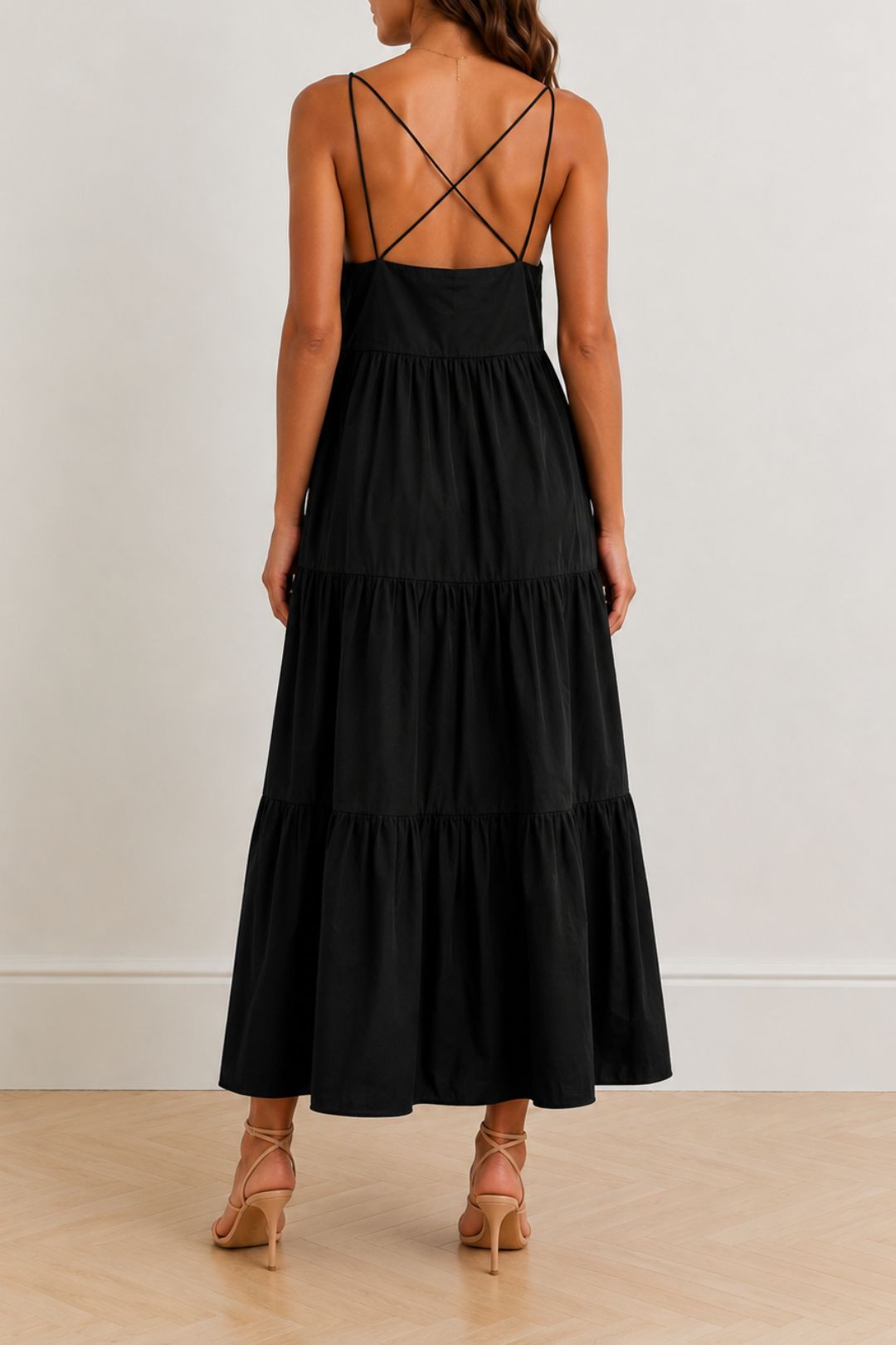 Dress Hire Date night AERE	Organic Cotton Poplin Cross - Black