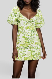 dress hire date night AERE	Twist Front Linen Mini Dress Green