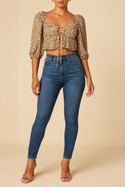 Dress Hire Date night Hansen & Gretel	Leopard Rumer Top Print