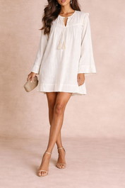 dress hire date night Kinga Csilla White Boho Frill Dress