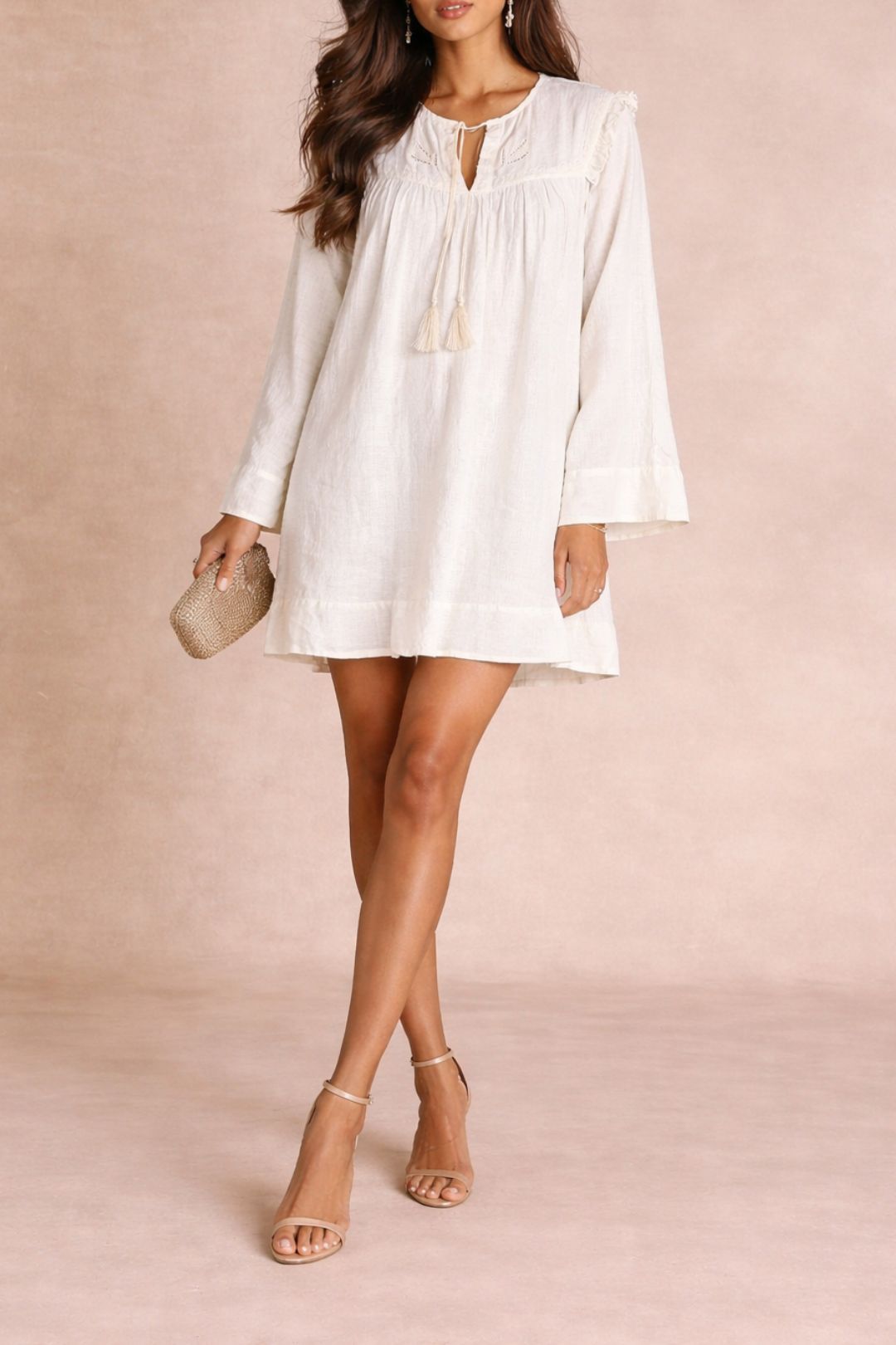 dress hire date night Kinga Csilla White Boho Frill Dress