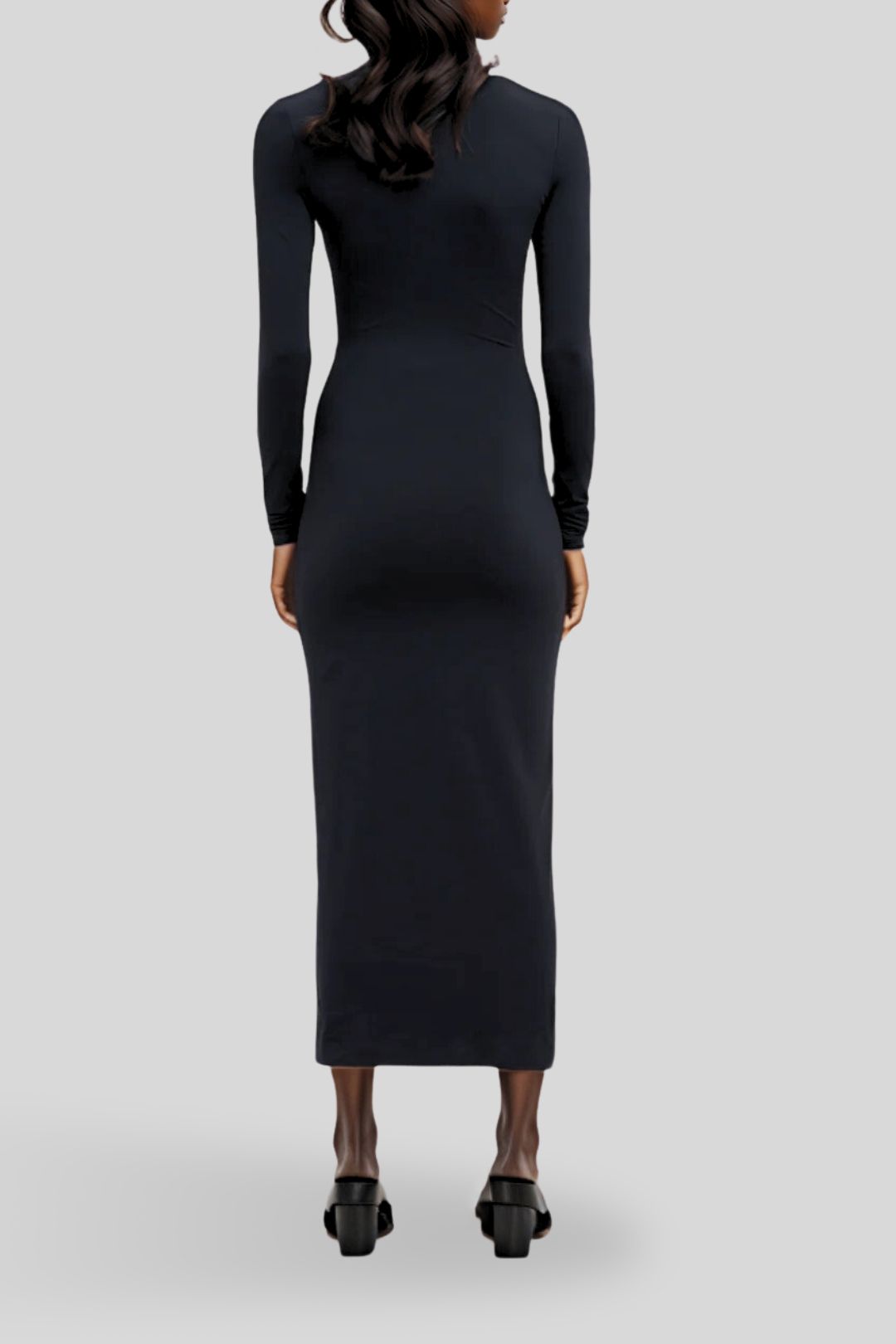 mini bodycon dress casual 1990s Open Back Black Velvet Bodycon Mini Dress Small