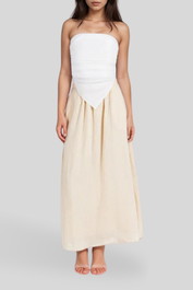 dress hire casual Dissh Gemima Lemon Linen Midi Skirt