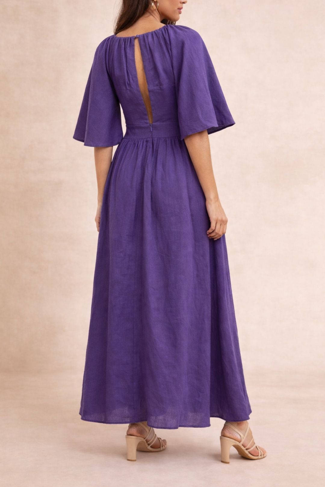 Dress Hire Daytime event AERE Linen Midi Dress With Button Detail