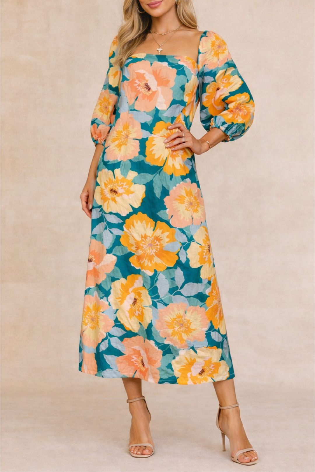 Dress Hire daytime event AEREGathered Linen Maxi Dress 