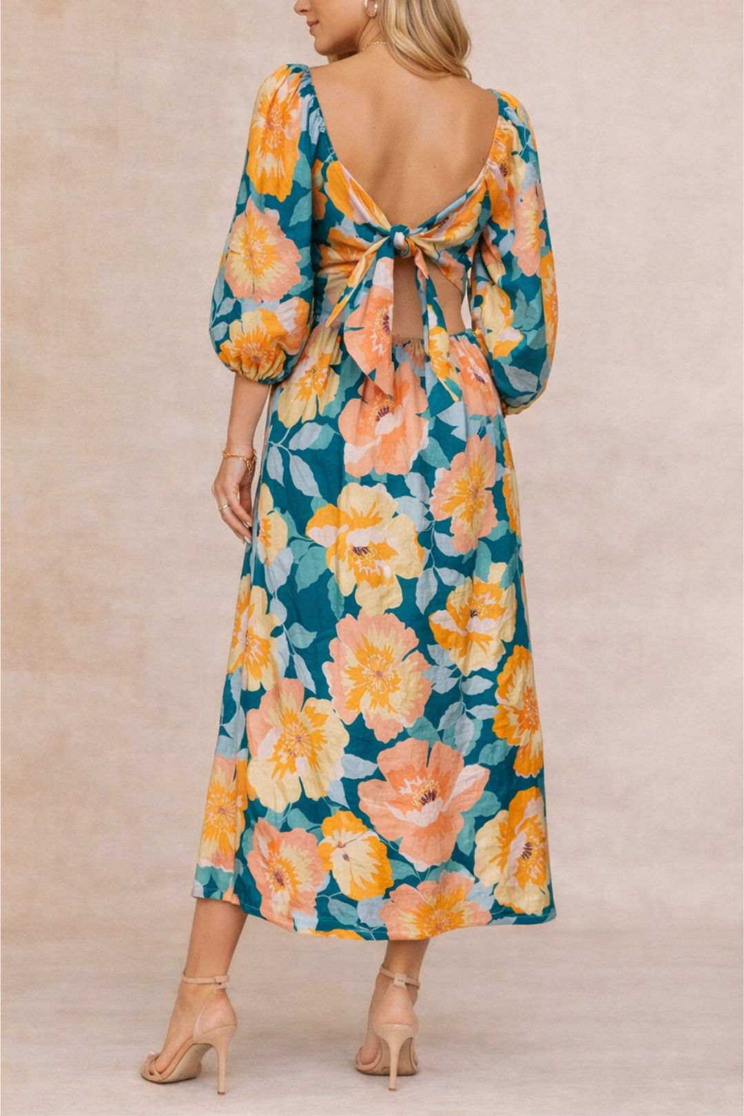 Dress Hire daytime event AEREGathered Linen Maxi Dress