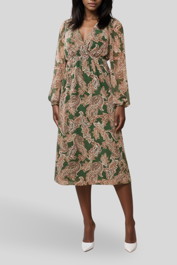 Dress Hire Party Atmos&Here - Bohdi Midi Dress Green Paisley