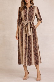 Dress Hire Daytime event Brave + True  Primrose Dress in Python Print