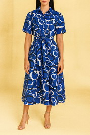 Dress Hire daytime event david lawrence Printed Shirt Dress Blue