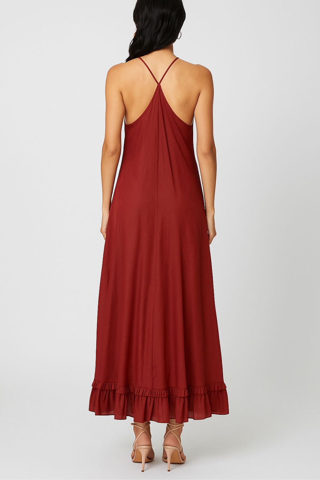 Dress Hire daytime event Karolina Silk Maxi  Bird + Knoll Red