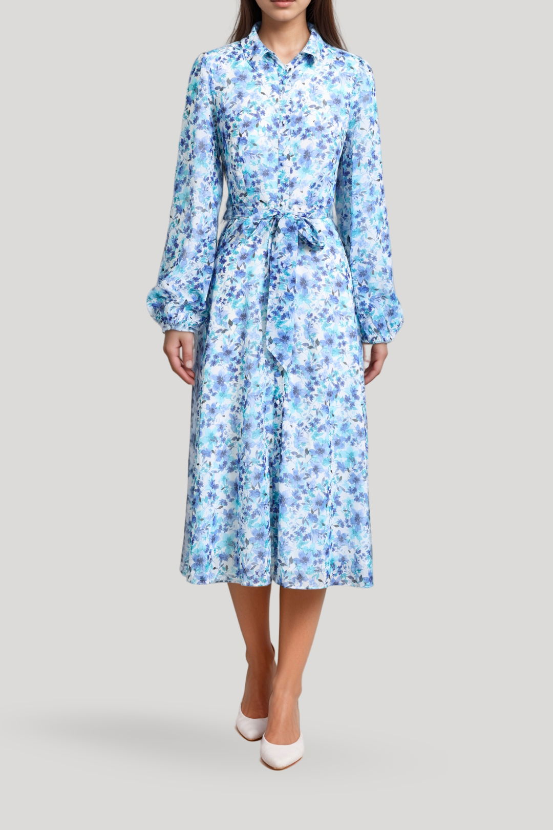 white christmas dresses Zelie Shirt Dress in Cornflower Blue Floral