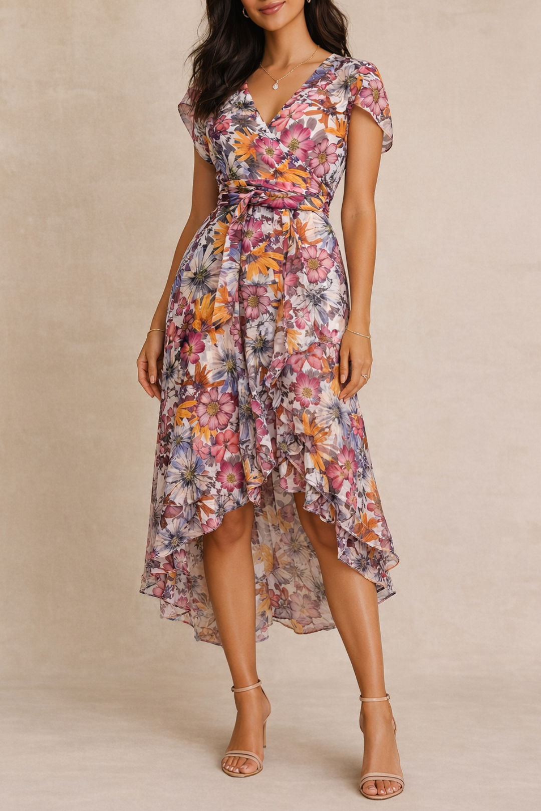 Dress Hire Daytime event Portmans Julia Wrap Midi Dress Floral