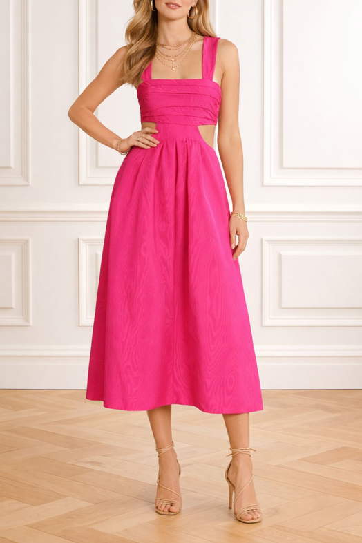 knee length dresses for ladies CUT-OUT MIDI DRESS | Pink Dress