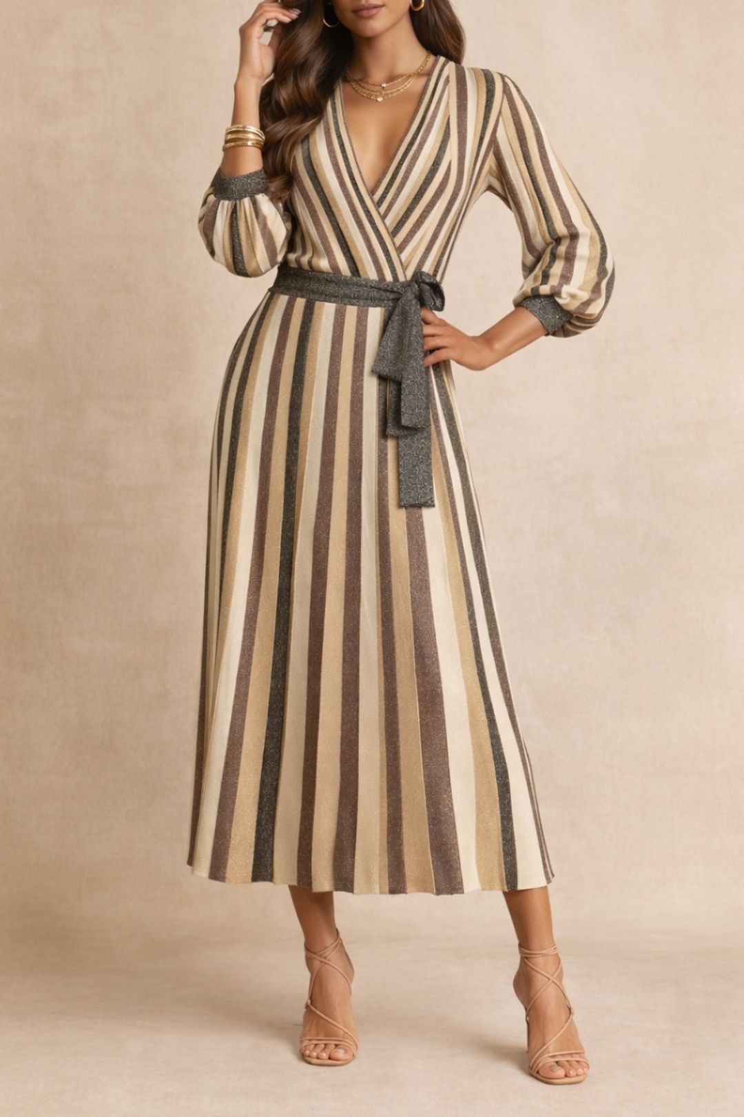 Dress Hire Daytime event Rebecca Vallance Marsha Knit Midi Dress Stripe