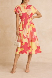 Dress Hire daytime event Rebecca vallance Toretta Midi Dress print