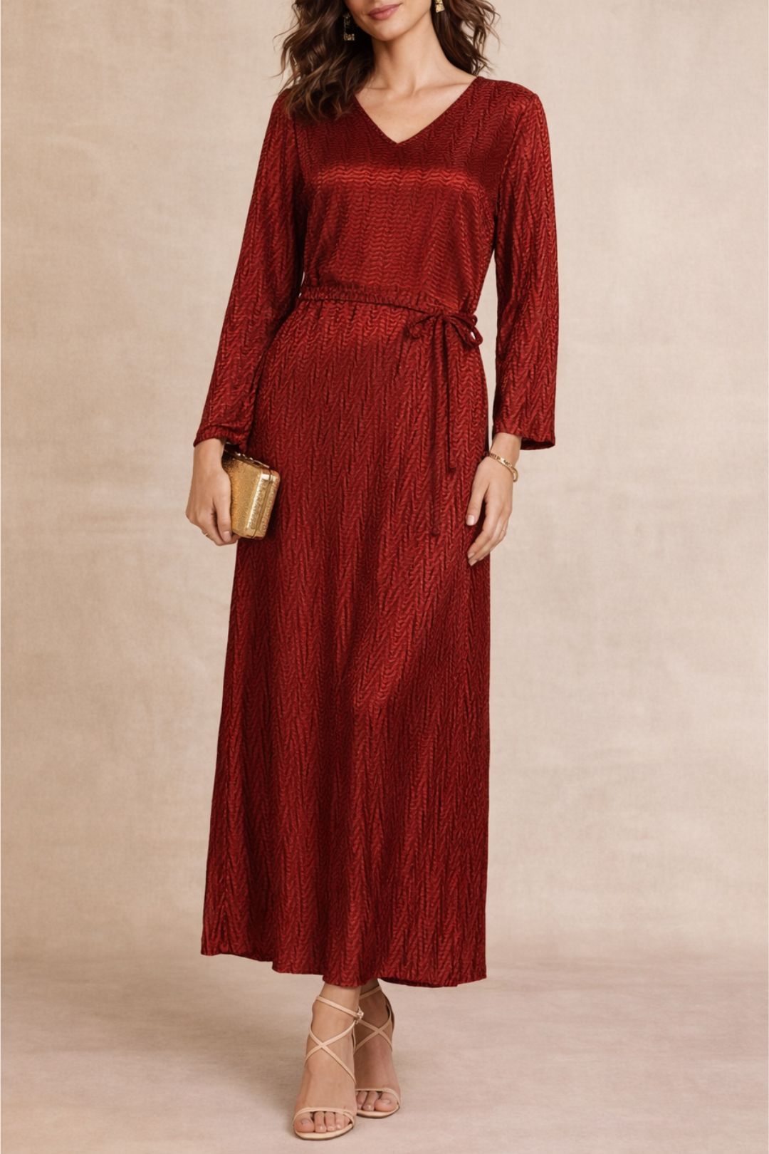 Dress Hire daytime event Vero Moda	Long Sleeve Dress in Fired Brick