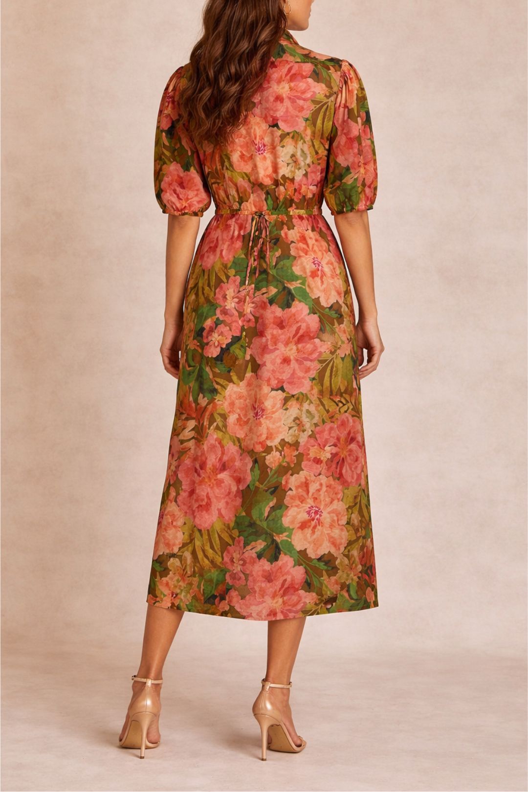 Dress Hire daytime Sussan	Floral Midi Dress Waist Tie