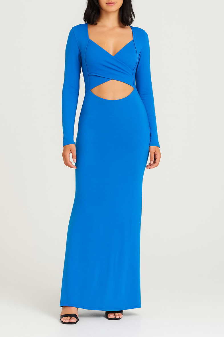 Hire Raelyn Cross Front Dress in Blue | LOVER | GlamCorner Hire Raelyn Cross Front Dress in Blue | LOVER | GlamCorner