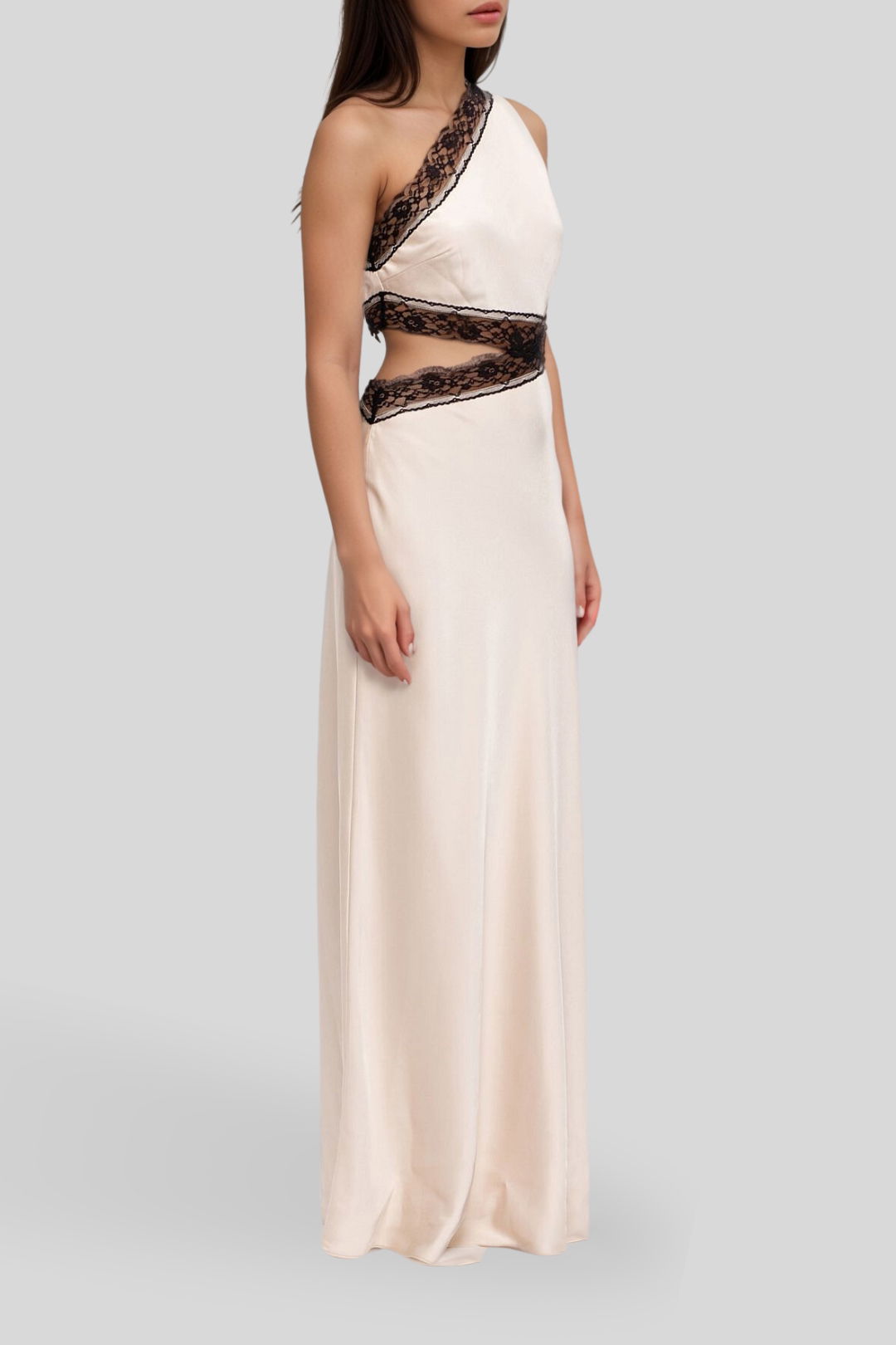 Dress Hire Evening event Misha Jillian Satin Maxi Dress Lace