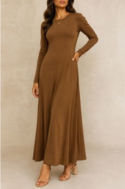 Dress Hire evening event Saba	Suede-Touch Jersey Maxi Dress Brown
