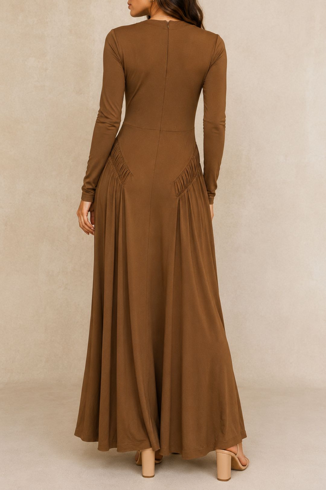 Dress Hire evening event Saba	Suede-Touch Jersey Maxi Dress Brown