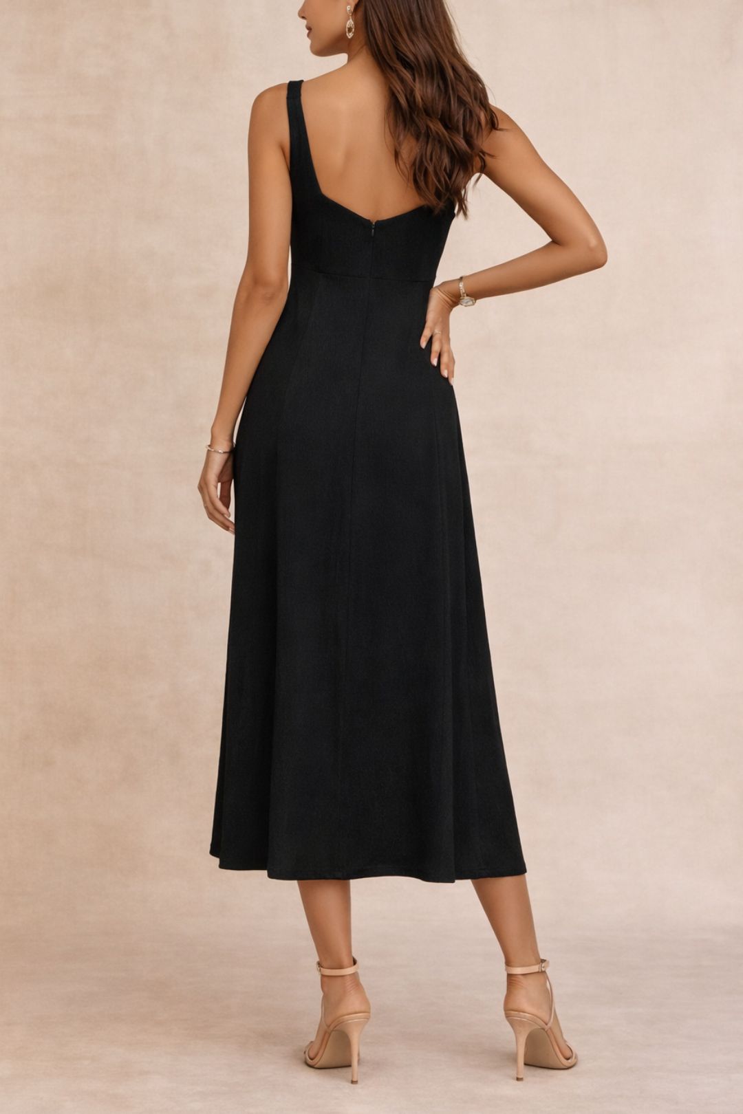 dress hire evening event veronika maine Classic Black Sleeveless Midi Dress